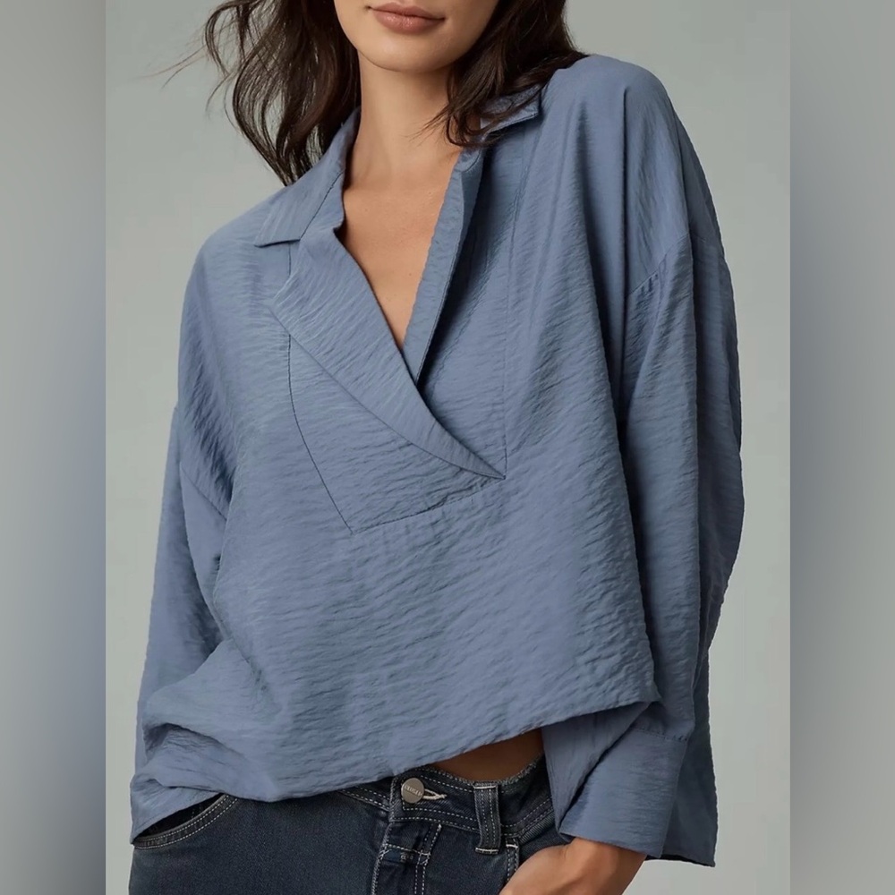 Anthropologie The Dylan long sleeve wide placket blouse boho dusty size S NWT - Picture 1 of 16